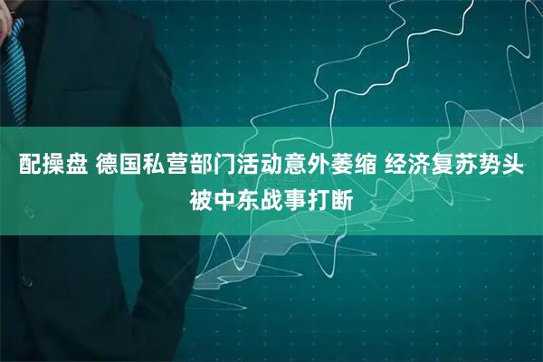 配操盘 德国私营部门活动意外萎缩 经济复苏势头被中东战事打断
